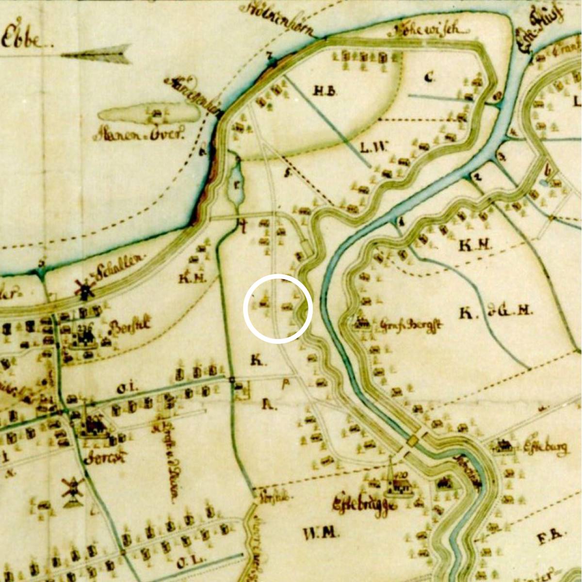 Karte von 1784 mit Harmshof
